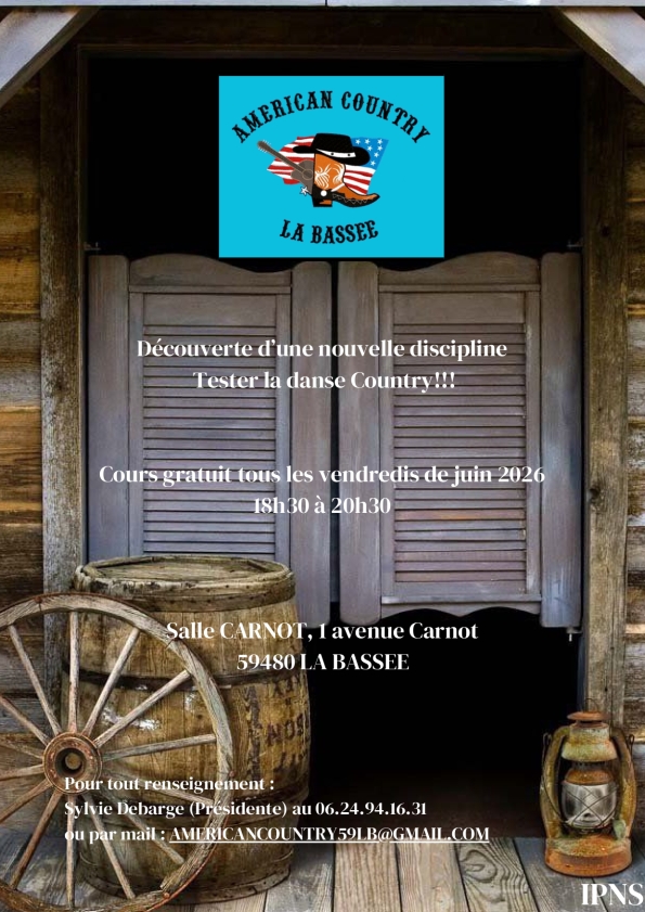 Cours de danse country gratuits à La Bassée – Tous les vendredis de juin 2026 Cours de danse country gratuits à La Bassée – Tous les vendredis de juin 2026